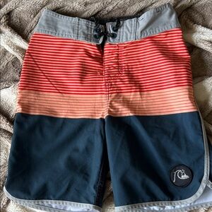 Boys Quicksilver Orange, Red and Black Board Shorts